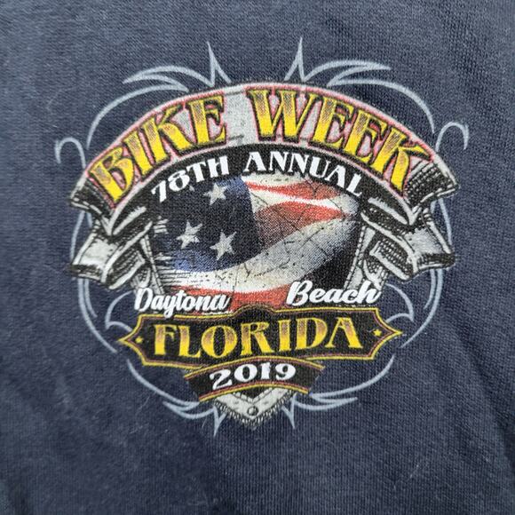 Bike Week 76th Annual Daytona Beach Black Hoodie 2019 Mens Size Medium - Picture 2 of 6